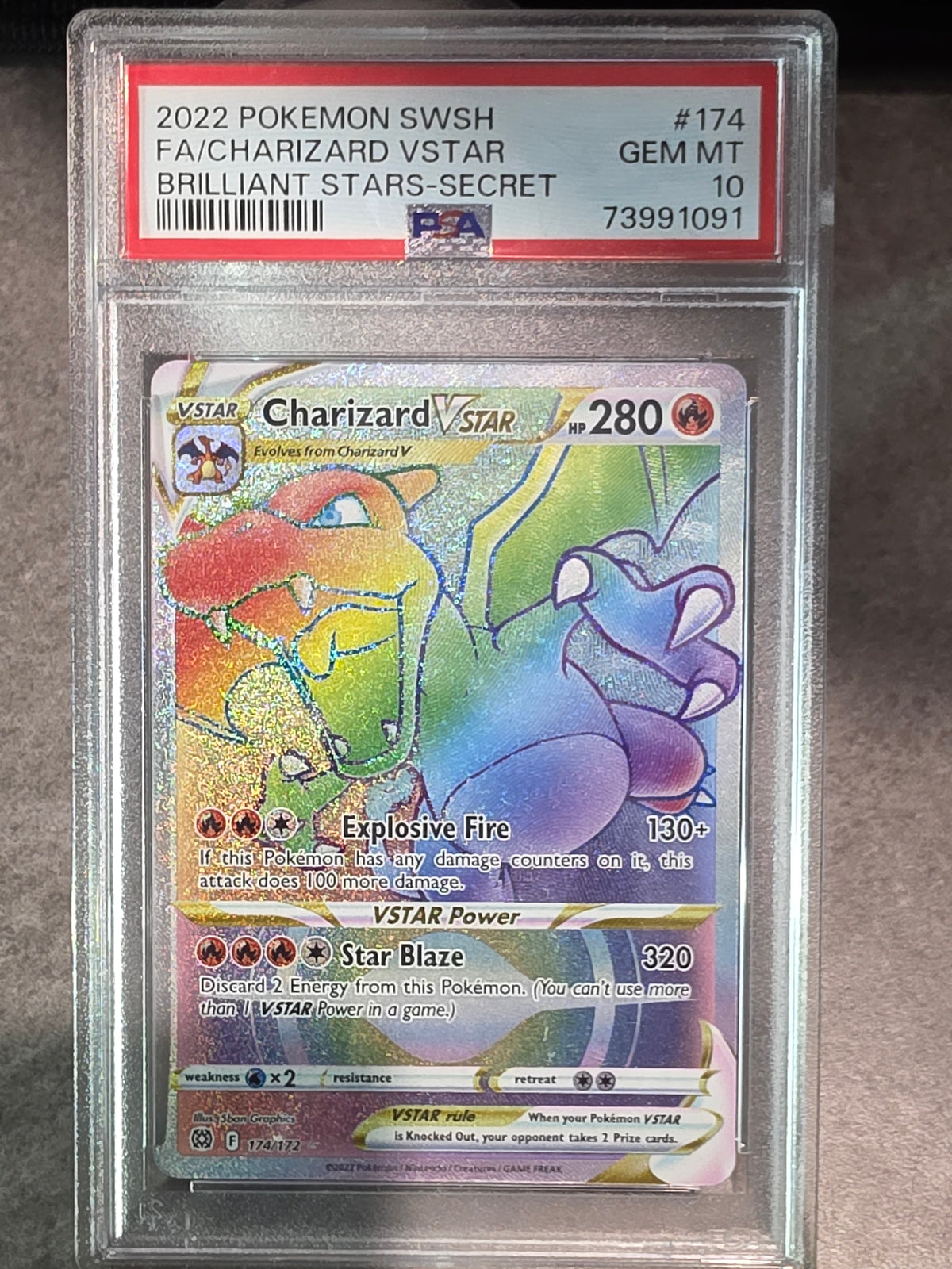 Charizard Vstar 174/172 - Brilliant Stars - PSA 10