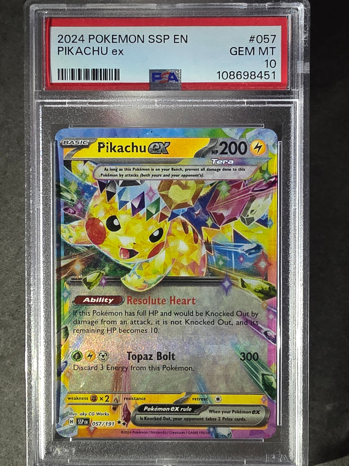 Pikachu Ex - 057/191 -  Surging Sparks - PSA 10
