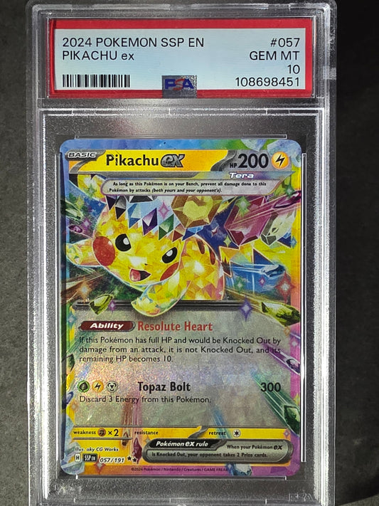 Pikachu Ex - 057/191 -  Surging Sparks - PSA 10